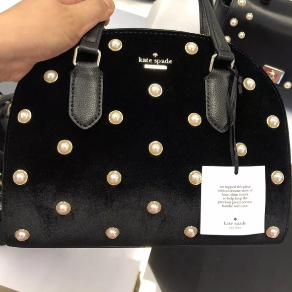 ⛔️SOLD/Authentic Kate Spade velvet/Leather/pearls - Picture 6 of 8